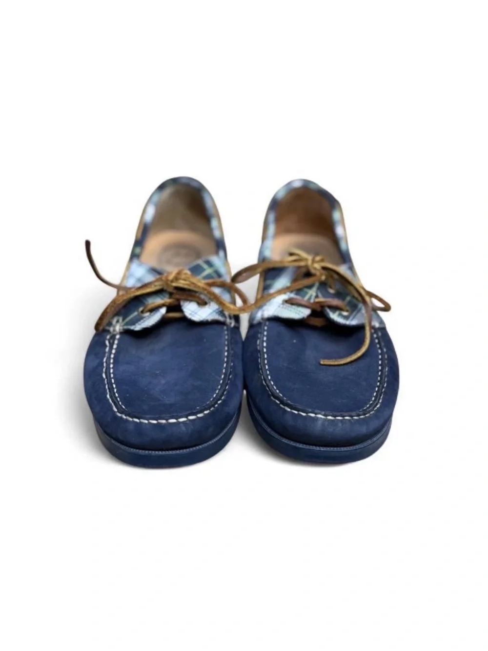 Jack Rogers Easton Navy Nubuck Plaid Boat Shoes Men’s 12 EUC